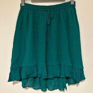 Club Monaco Green Dot Ruffle Knee-length Skirt